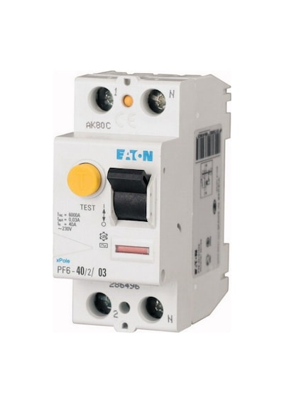 Eaton 286498 Artık Akım Devre Kesiciler Ac Tipi 2x40a, 6ka, 300ma