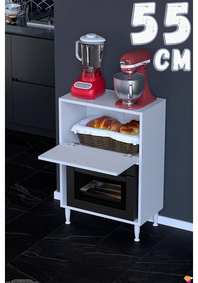 Nova Çok Amaçlı Mutfak Modülü 55x87x32 Cm Fırın Dolabı Ekmeklik Ve Mutfak Düzenleyici Beyaz