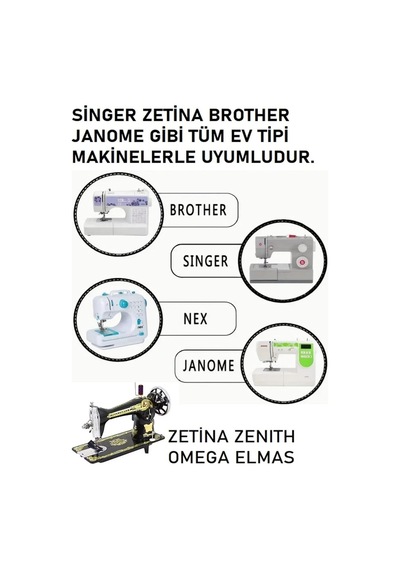 Swart Singer Zetina Uyumlu Dikiş Makine Iğnesi 11-12-14-16-18 Numara -50 Adet Iğne 5 Paket Genel