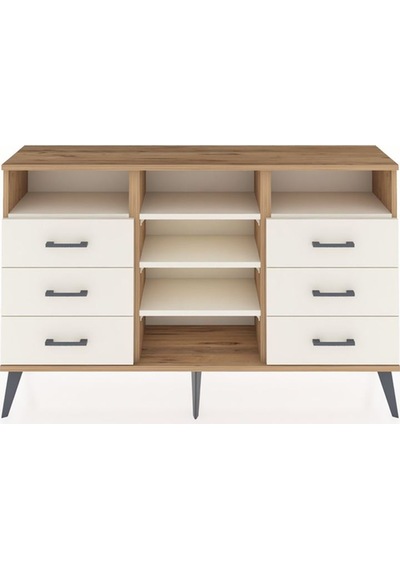 Arges Konsol 5 Raflı 6 Çekmeceli 132x30x83 Çam-aytaşı/aytaşı Aytaşı/aytaşı