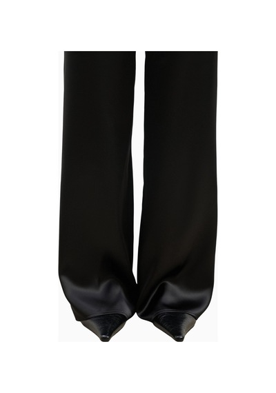 Because Of Alice Formal Satin Straight Leg Trousers Saten Düz Paça Kadın Pantolon Siyah