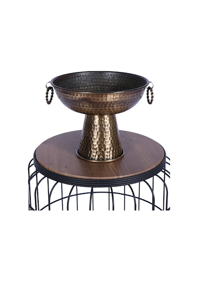 Yapay Çiçek Sitesi Metal Dekoratif Ayaklı Sunumluk Çiçeklik Küpeli Bronz 19 Cm Bronz
