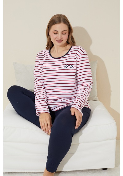 Siyah İnci Pamuklu Curve Büyük Beden Battal Boy Örme Pijama Takım 24240638 Kırmızı Beyaz Siyah İnci Pamuklu Curve Büyük Beden Battal Boy Örme Pijama Takım 24240638 Kırmızı Beyaz