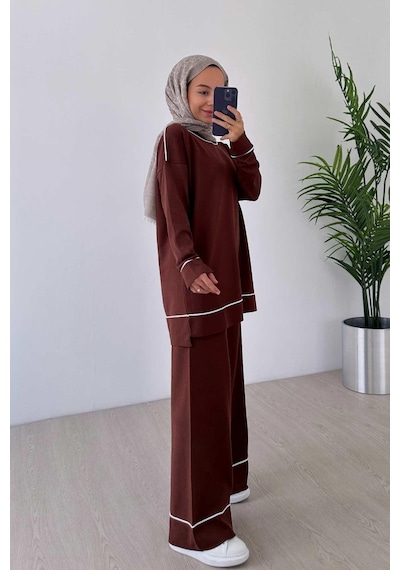 Kahijab Biye Detay Merserize Takım - Kahverengi Kahverengi