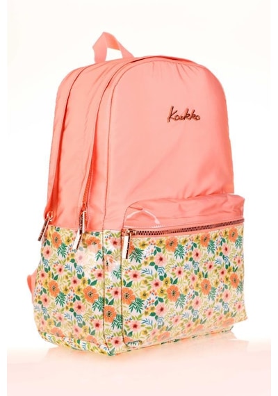 Kaukko Soft Floral Sırt Çantası Salmon K1734