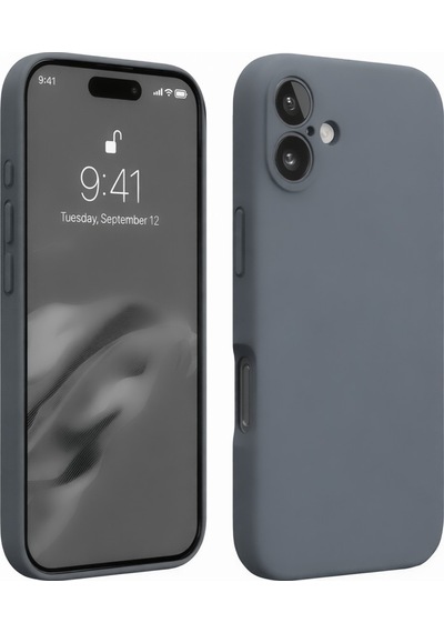 Apple iPhone Uyumlu, 16 Plus Kılıf Nano İçi Kadife Silikon - Gri