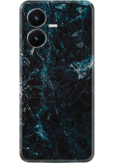 Vivo Y22S Kilif Resimli Silikon Blue Mix Mermer 1377 566401836