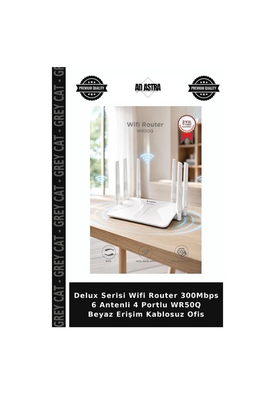 Delux Serisi Wifi Router 300mbps 6 Antenli 4 Portlu Wr50q Beyaz Erişim Kablosuz Ofis