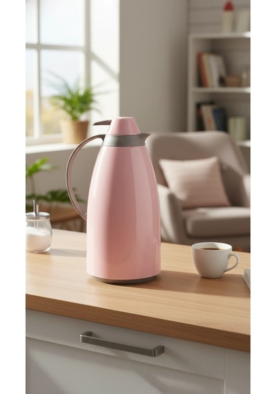 Cam İç Hazneli Vakumlu Termos 1.0 Litre - Sıcak Ve Soğuk Tutucu Pembe Çok Renkli