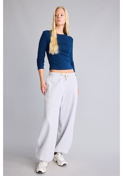 Defacto Loose Fit Beli Bağcıklı Kalın Kumaş Eşofman Altı I6399ax26augr256 Gri-gr256