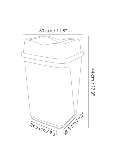 Çift Kapaklı Plastik Çöp Kovası - Ev Ofis Banyo Mutfak Çöp Kovası Gri 20 Litre Gri