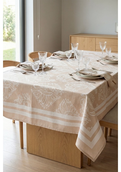 Dekoratif Baskılı Mutfak Salon Masa Örtüsü 150x150 cm Sıvı Geçirmez Ev Sunum Sofra Örtüsü Paisley