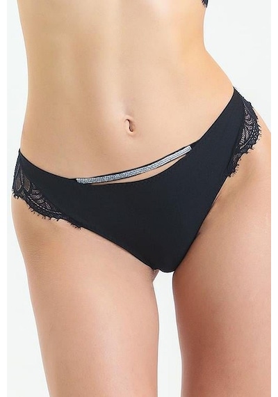 Magic Form 686 Kadın Arkası Dantelli Taşlı Slip Külot-siyah Siyah