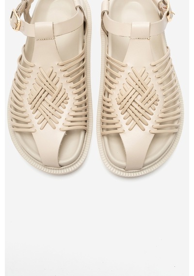 Luvi Shoes Thames Bej Hakiki Deri Kadın Sandalet