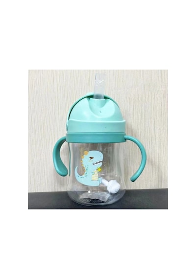 250ml Figürlü Pipeti Suluk Bebek Matara Sevimli Su Şişesi Bebek Pipetli Biberon Matara Yeşil
