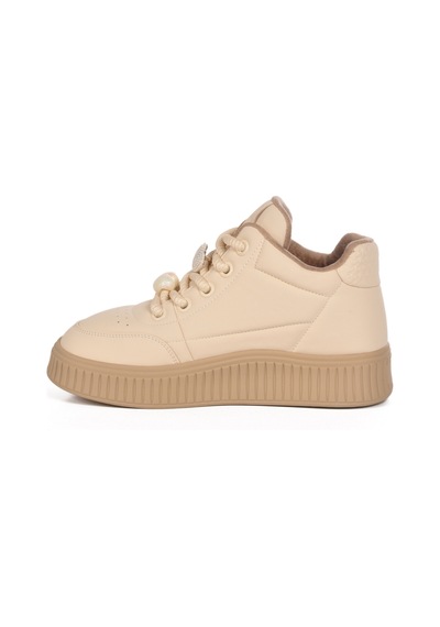 Bej İçi Polarlı Soğuğa Dayanıklı Kadın Sneaker 25k419-1 Z Bej