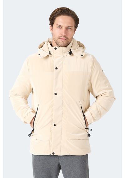 Slazenger Grım Erkek Çıkarılabilir Kapişonlu Bej Mont & Kaban Bej