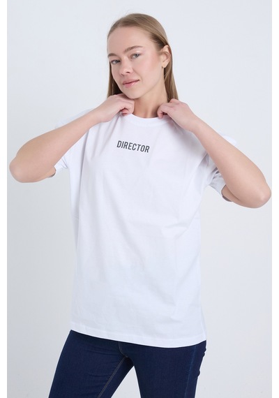 Velvoria Unisex Oversize Beyaz Director T-shirt