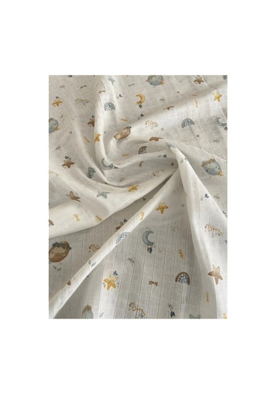 Unisex Yenidoğan Bebek %100 Pamuklu Desenli Çok Amaçlı Müslin Battaniye Renkli