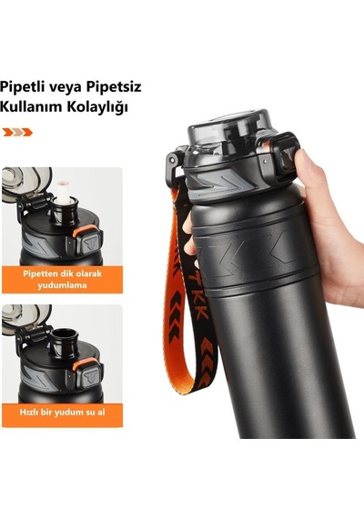 Tkk Çelik Termos Matara 900 ML Siyah