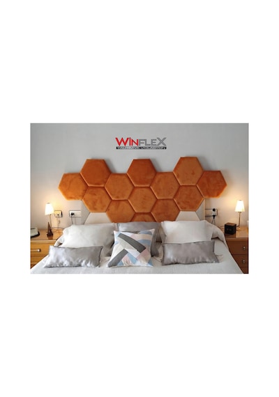 Winflex 40x50cm Altıgen Kumaş Kaplı Akustik Panel 1 Adet Turuncu