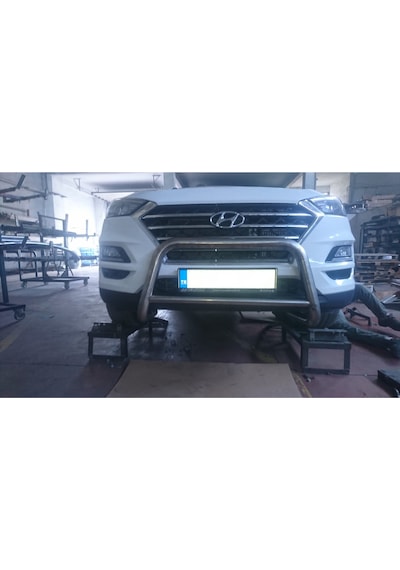 Hyundaı Tucson 2016-2021 Uyumlu - Ön Koruma - Bull Bar - Kartersiz - Alt Borulu - 60 - Barred C
