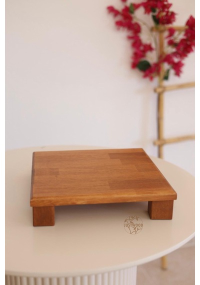 2 Li Tityos Küp Ayaklı 30x30 Cm Ve Piramit 29x29 Cm Ahşap Set