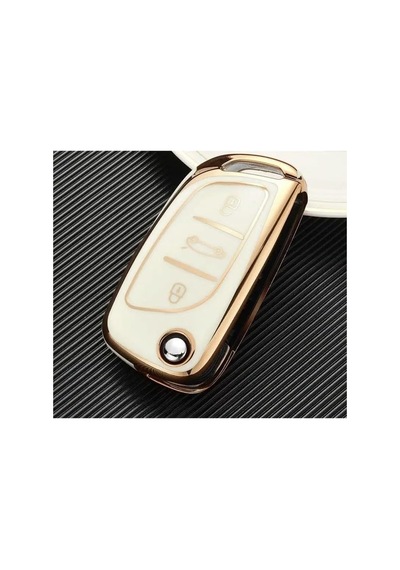 Autohan Keys Lüx Citroen Peugeot Anahtar Kılıfı, Siyah-gold Renk, C1 C2 C3 C4 C5 306 407 807 Ds Standart