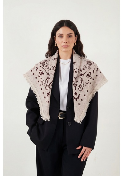 Lela Bayan Şal 6941300 Bej-bordo