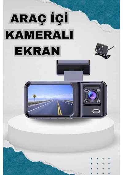 Ön Ve Arka Kameralı 2 İnç 1080p Full Hd Dvr Araç İçi Ekran