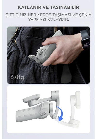 Tripod Gimbal Özellikli Çok Amaçlı Selfie Çubuğu M01 Gri