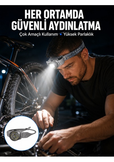 Şarj Edilebilir Kafa Feneri Kamp Tamir Ve Outdoor Kullanımına Uygun - Lisinya Standart