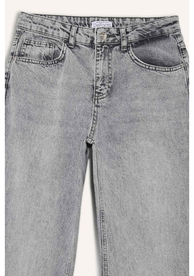 DeFacto Straight Fit Yüksek Bel Kısa Paça Jean Yıkamalı Pantolon E8013AX25SMNM55