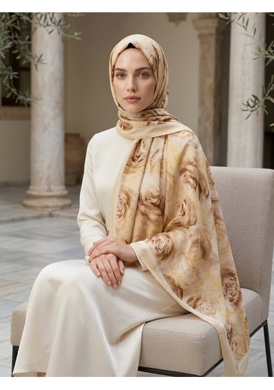 Camellia Scarfs Rossa Desen Soft Şal Tereyağ Sarısı - Zarif Ve Rahat Stil Tereyağı Sarısı
