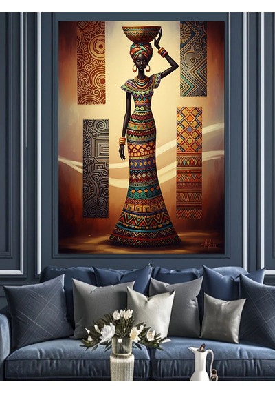 Ahşap Tablo Afrikalı Kadın Tribal Sanat