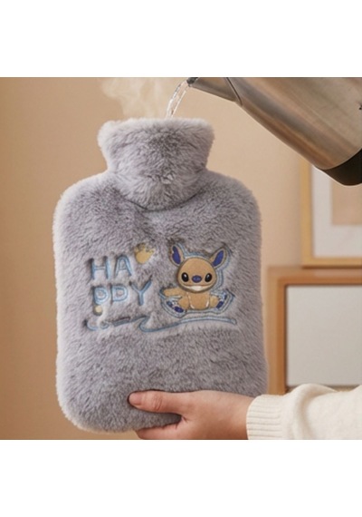 River World Termal Sıcak Su Torbası Kılıfı Yumuşak 1 Lt Figürü Gri Mutlu Hayvan Robot Çok Renkli