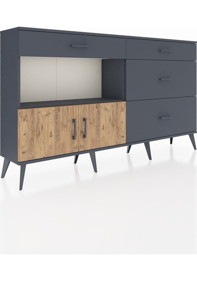 Arges Konsol Tek Raflı 4 Çekmeceli 2 Kapaklı 176x30x99 Antrasit-ç Antrasit-çam/antrasit Arges Konsol Tek Raflı 4 Çekmeceli 2 Kapaklı 176x30x99 Antrasit-ç Antrasit-çam/antrasit