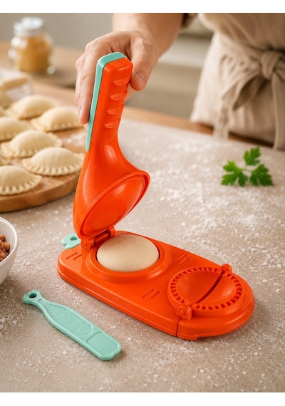 2'si 1 Arada Hamur Açma Ve Presleme Aparatı Mantı Ravioli Börek Poğaça Kalıbı Çok Renkli