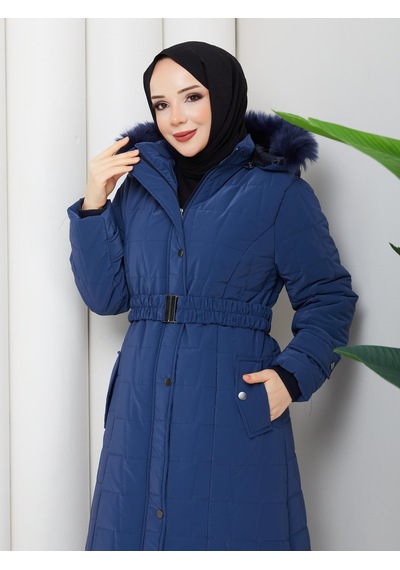 Eslemnur Nova Kumaş Şişme Mont 115cm Mavi