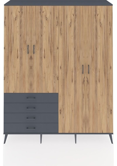 Hyperion Gardrop 6 Raflı 4 Çekmeceli Tek Askılı 176x44x221 Antrasit-çam/antrasit Çam/antrasit Hyperion Gardrop 6 Raflı 4 Çekmeceli Tek Askılı 176x44x221 Antrasit-çam/antrasit Çam/antrasit