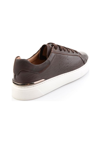 Kahve Hakiki Deri Erkek Sneaker E01595327543 Kahve