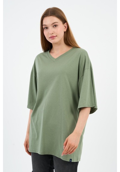 V Yaka Oversize T-shirt E24-742a-wn Mint