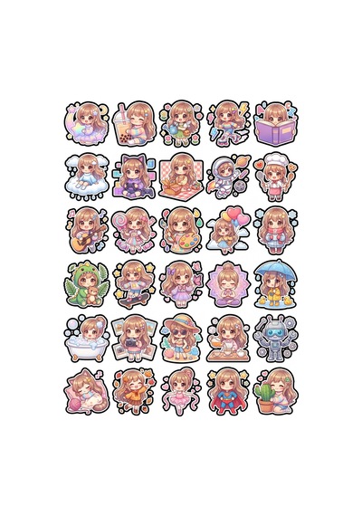 Sevimli Karakterler Chibi Sticker Seti 150 Adet - 5'li Mega Paket - Laptop Defter Ajanda Etiketi Çok Renkli