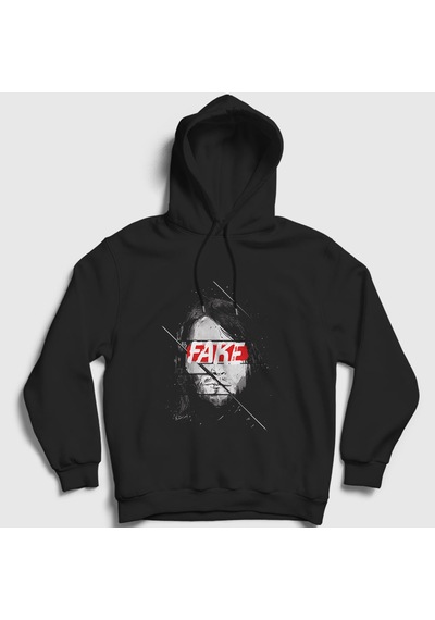 Presmono Unisex Fake Nirvana Kurt Cobain Kapüşonlu Sweatshirt Siyah