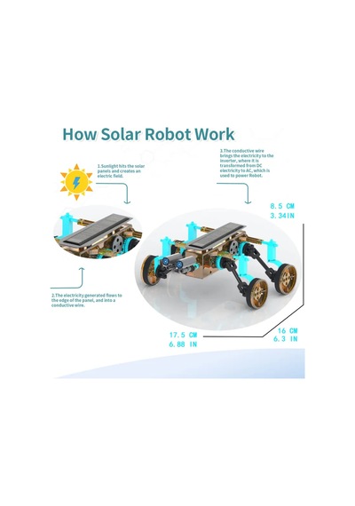 25'i 1 Arada Güneş Enerjili Robot Yapım Kiti - Stem Eğitim Oyuncağı, 8-12 Yaş İçin Dıy Bilim Set