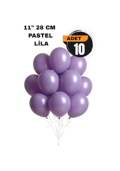 Pastel Balon 11 İnc 28 Cm Doğum Günü Parti Malzemeleri 10 Adet Mor