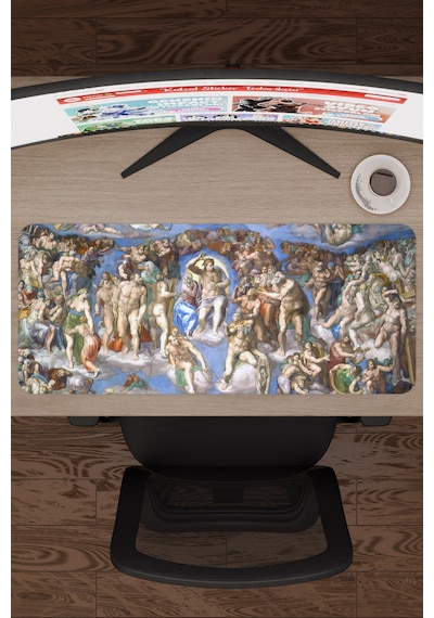 Michelangelo Kıyamet Günü V1 70x30 Xl Gaming Kauçuk Kaymaz Taban Mouse Pad Fare Altlığı