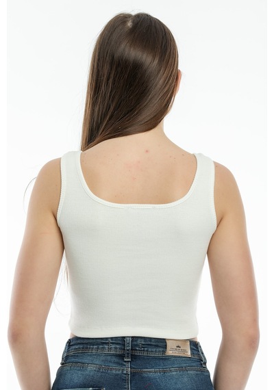 Kadın Crop Örme Atlet-tişort Spr21y12 001