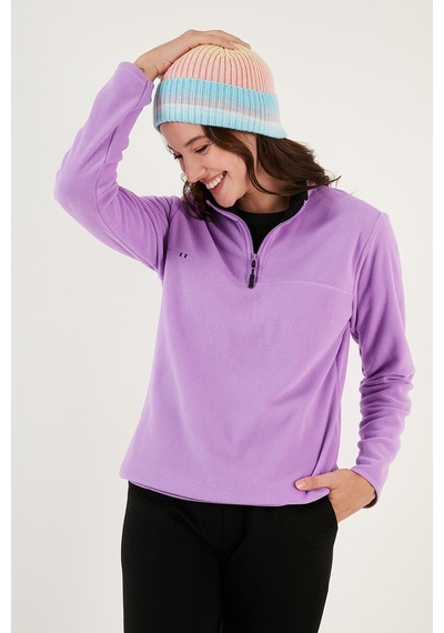 Lela Slim Fit Yumuşak Dokulu Anti-Pilling Tüylenme Yapmayan Yarım Fermuarlı Bayan Polar 5907000 Lila