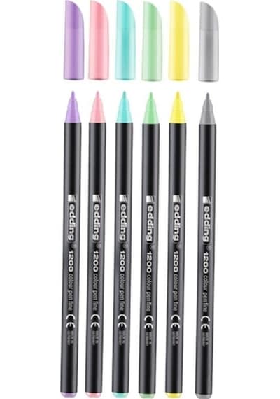 Edding 6Lı Set Pastel Renkler 1200 Ince Uçlu Keçeli Kalem Grafik Kalemi
